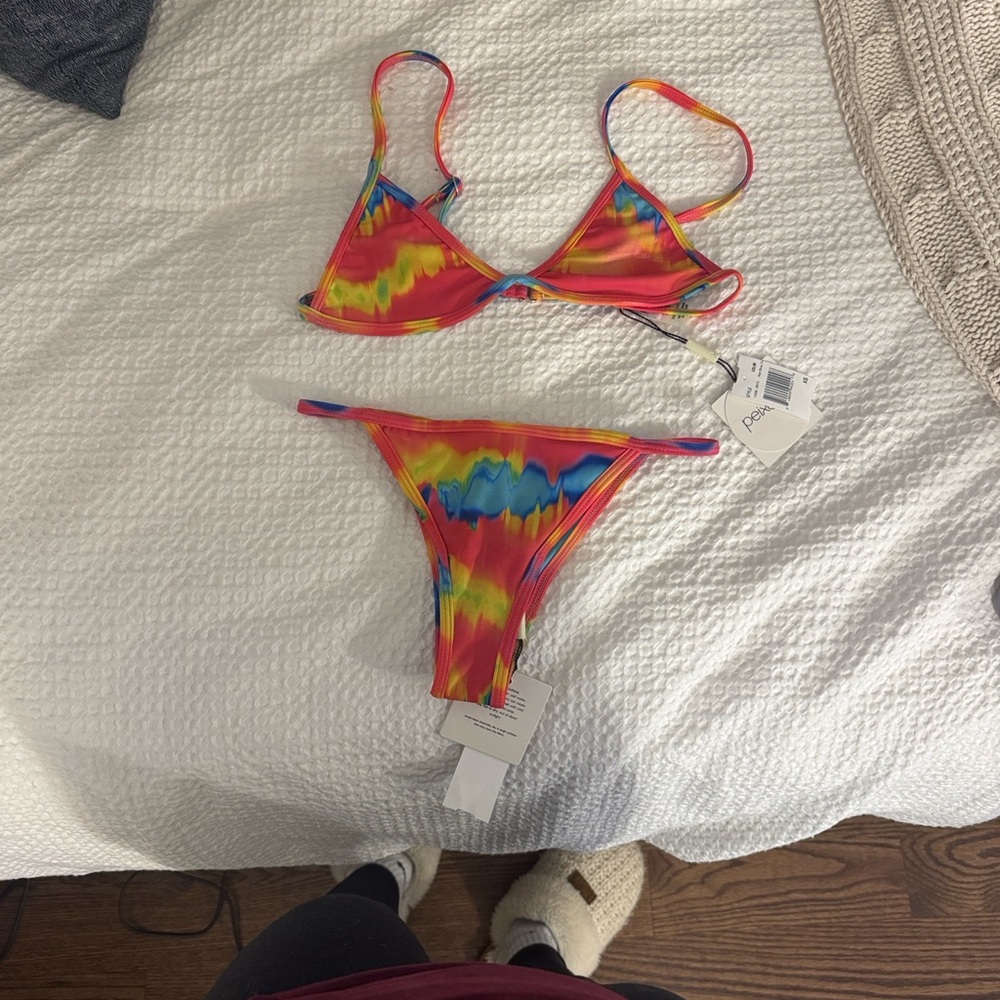 Peixoto Red Skies Tie Dye Bomba Bikini Top and Tinga Bottom